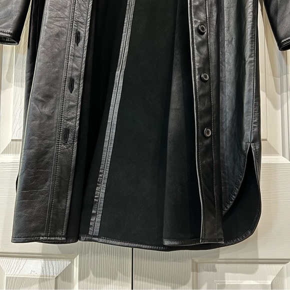 Brand New with tags Zara Black Long 100% Sheep Leather Jacket in size Large - Picture 6 of 11